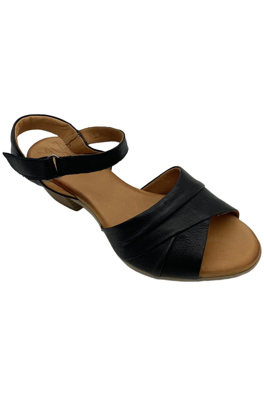 Miz Mooz Women's Kacie Slingback Leather Heeled Sandals Black - Medium